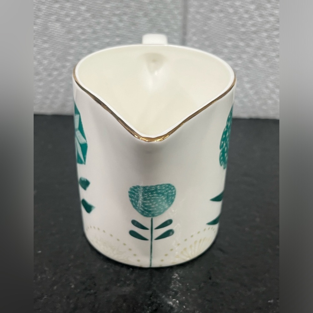Grace's Teaware Summertime Serenity Fine Ceramic Creamer Teal White Floral Vtg - Picture 6 of 6